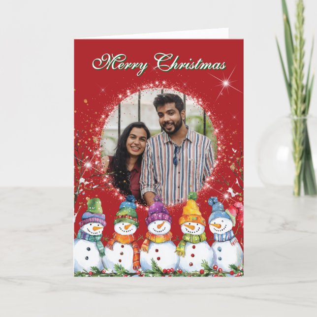 Cartes Pour Fêtes Annuelles Photo de mignon Snowmen (Devant)