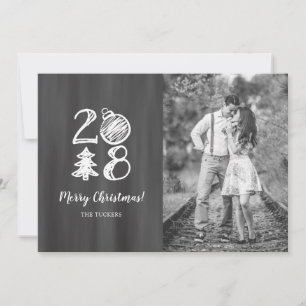 Cartes Pour Fêtes Annuelles Photo de Noël 2018 de Chalkboard Doodle