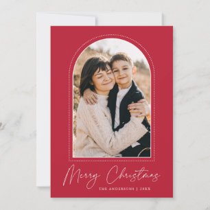 Cartes Pour Fêtes Annuelles Photo de Noël Archi Rouge Joyeux Noël