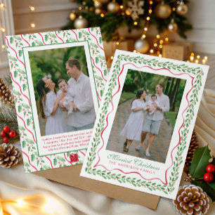 Cartes Pour Fêtes Annuelles Photo de Noël au houx aquarelle