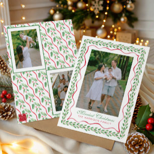 Cartes Pour Fêtes Annuelles Photo de Noël au houx aquarelle