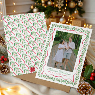 Cartes Pour Fêtes Annuelles Photo de Noël au houx aquarelle