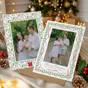 Cartes Pour Fêtes Annuelles Photo de Noël au houx aquarelle