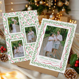 Cartes Pour Fêtes Annuelles Photo de Noël au houx aquarelle