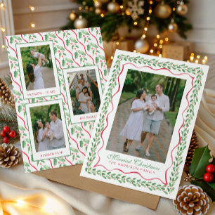 Cartes Pour Fêtes Annuelles Photo de Noël au houx aquarelle