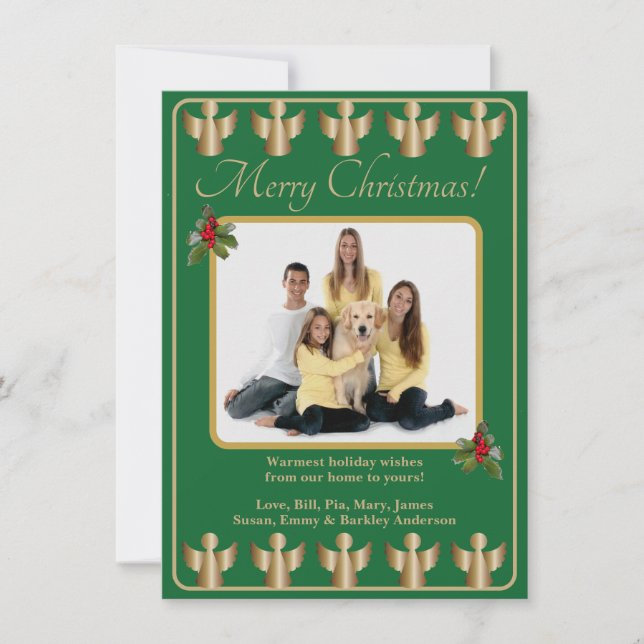 Cartes Pour Fêtes Annuelles Photo de Noël aux anges dorés (Devant)