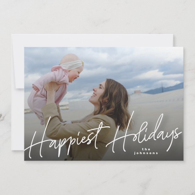 Cartes Pour Fêtes Annuelles Photo de Noël blanc Joyeux Fête (Devant)