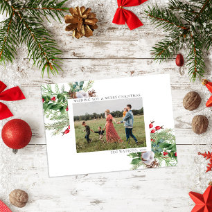 Cartes Pour Fêtes Annuelles Photo de Noël botanique simple et élégante