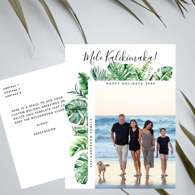 Cartes Pour Fêtes Annuelles Photo de Noël botanique tropicale Mele Kalikimaka (Créateur téléchargé)