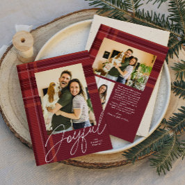 Cartes Pour Fêtes Annuelles Photo de Noël carreauté rouge joyeux