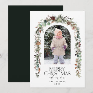 Cartes Pour Fêtes Annuelles Photo de Noël Cèdre de Berries rustique vert