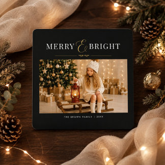 Cartes Pour Fêtes Annuelles Photo de Noël classique Merry & Bright