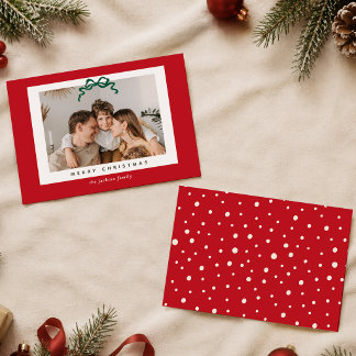 Cartes Pour Fêtes Annuelles Photo de Noël classique rouge vert ivoire