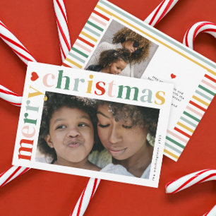 Cartes Pour Fêtes Annuelles Photo de Noël colorée moderne