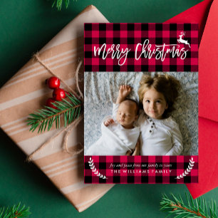 Cartes Pour Fêtes Annuelles Photo de Noël Cosy Plaid Motif