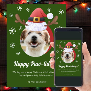 Cartes Pour Fêtes Annuelles Photo de Noël de chien avec Père Noël Reindeer Ant