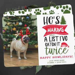 Cartes Pour Fêtes Annuelles Photo de Noël de chien personnalisée