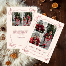Photo de Noël de famille élégante avec ruban rouge