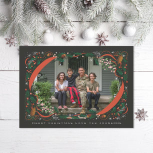 Cartes Pour Fêtes Annuelles Photo de Noël de Holly Mistletoe Illustrée