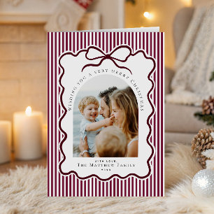 Cartes Pour Fêtes Annuelles Photo de Noël de la famille Burgundy Coquette