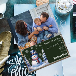 Cartes Pour Fêtes Annuelles Photo de Noël de la forêt d'hiver   Green