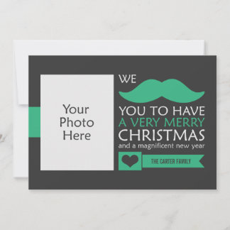Cartes Pour Fêtes Annuelles Photo de Noël de la Moustache verte