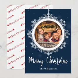 Cartes Pour Fêtes Annuelles Photo de Noël de l'ornement du flocon de neige ble