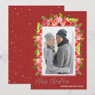 Cartes Pour Fêtes Annuelles Photo de Noël de Poinsettia