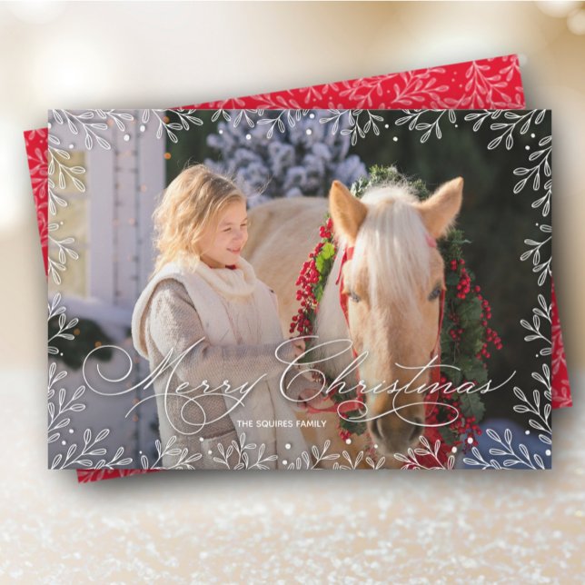 Cartes Pour Fêtes Annuelles Photo de Noël des Feuilles blancs (Créateur téléchargé)