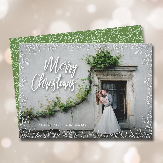 Cartes Pour Fêtes Annuelles Photo de Noël des Feuilles blancs (Créateur téléchargé)