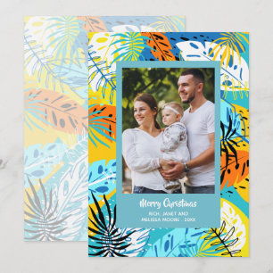 Cartes Pour Fêtes Annuelles Photo de Noël des Feuilles tropicaux