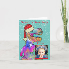 Cartes Pour Fêtes Annuelles Photo de Noël Dinosaur Enfants