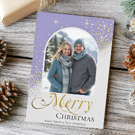 Cartes Pour Fêtes Annuelles Photo de Noël Dusty Blue Gold