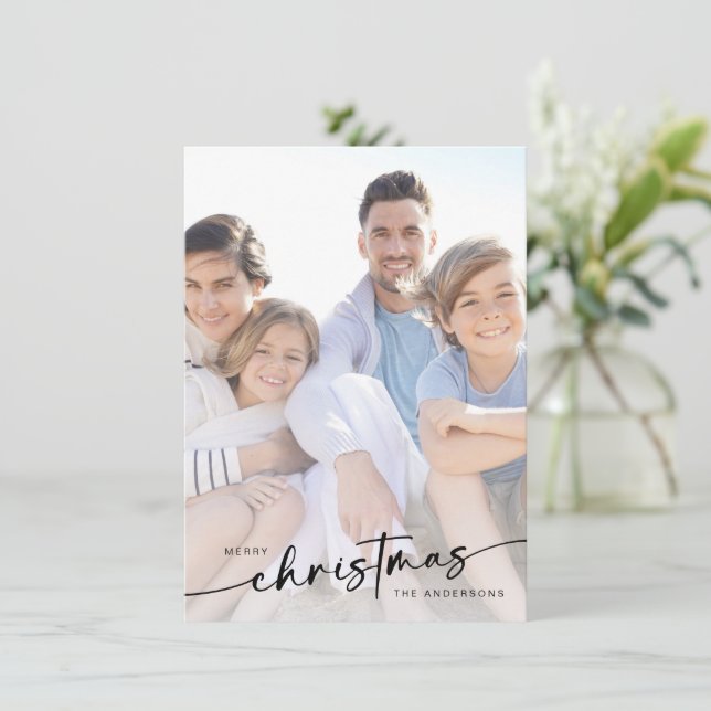 Cartes Pour Fêtes Annuelles Photo de Noël écrit à la main  (Debout devant)