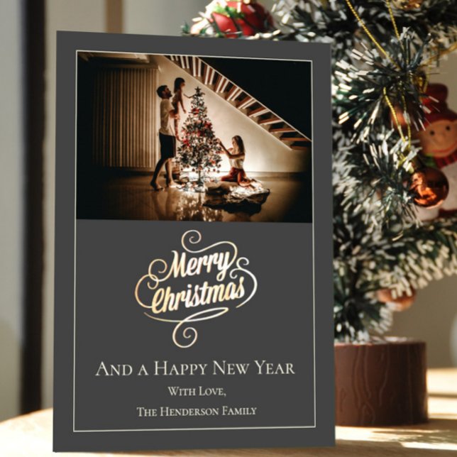 Cartes Pour Fêtes Annuelles Photo de Noël Elegance Moderne | Gris (Créateur téléchargé)