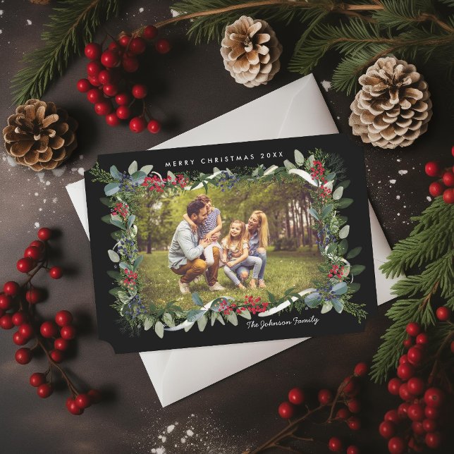 Cartes Pour Fêtes Annuelles Photo de Noël Eucalyptus Juniper Berry (Créateur téléchargé)