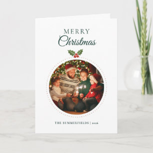 Cartes Pour Fêtes Annuelles Photo de Noël Feuillage Aquarelle