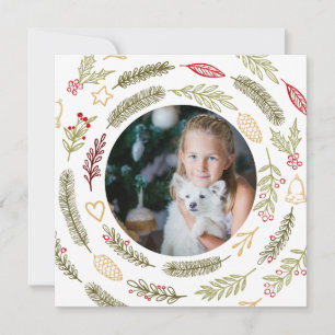 Cartes Pour Fêtes Annuelles Photo de Noël Feuillage rustique et baies d'hiver
