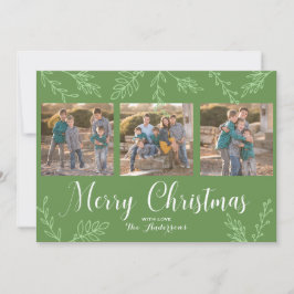 Cartes Pour Fêtes Annuelles Photo de Noël Feuille peinte à la main