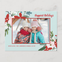 Photo de Noël Floral Rouge Aqua