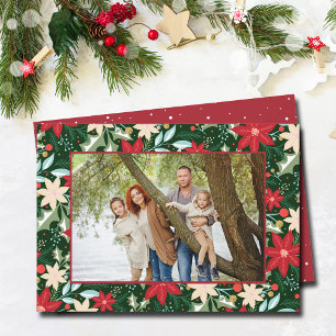 Cartes Pour Fêtes Annuelles Photo de Noël florale de Poinsettia
