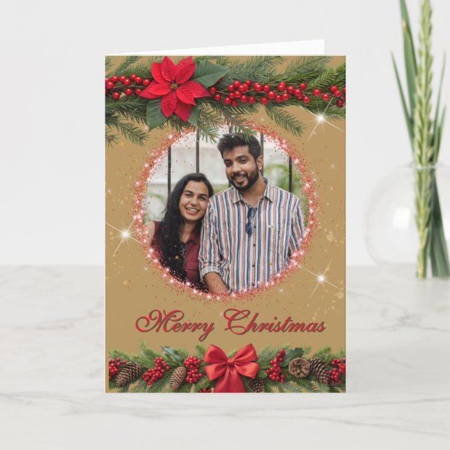 Cartes Pour Fêtes Annuelles Photo de Noël Garland (Devant)