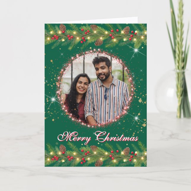 Cartes Pour Fêtes Annuelles Photo de Noël Garland (Devant)