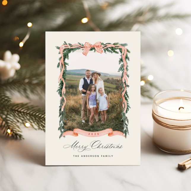 Cartes Pour Fêtes Annuelles Photo de Noël Garland (Créateur téléchargé)