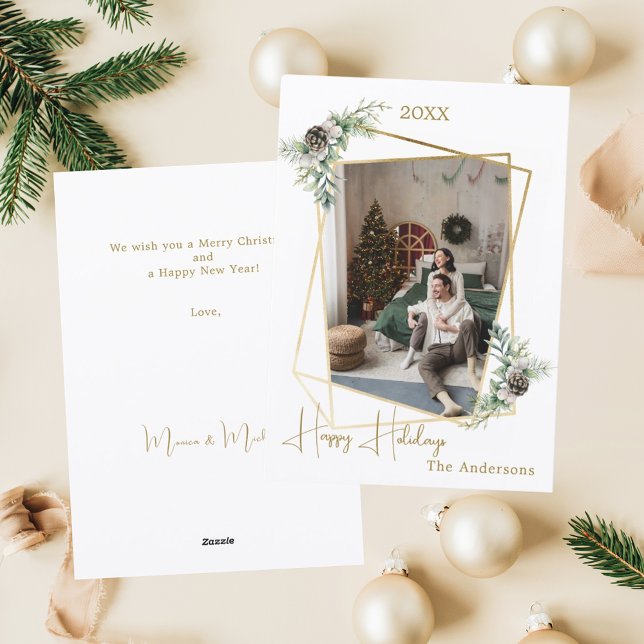Cartes Pour Fêtes Annuelles Photo de Noël géométrique or moderne (Créateur téléchargé)