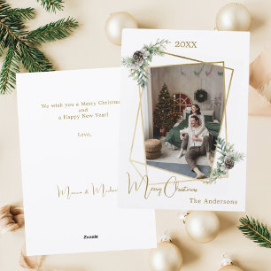 Cartes Pour Fêtes Annuelles Photo de Noël géométrique or moderne