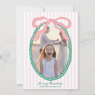 Cartes Pour Fêtes Annuelles Photo de Noël Grandmillénaire à Ruban Rose