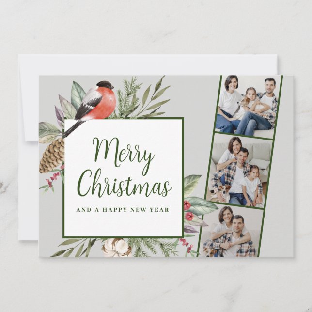 Cartes Pour Fêtes Annuelles Photo de Noël Green Family Holiday Card (Devant)