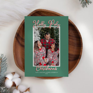 Cartes Pour Fêtes Annuelles Photo de Noël Green Holly Jolly Holly Poly