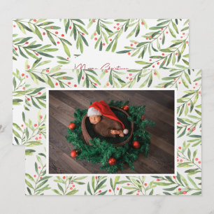 Cartes Pour Fêtes Annuelles Photo de Noël Holly et Berries